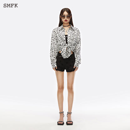 SMFK Leopard Print Classic Silk Shirt White - Fixxshop