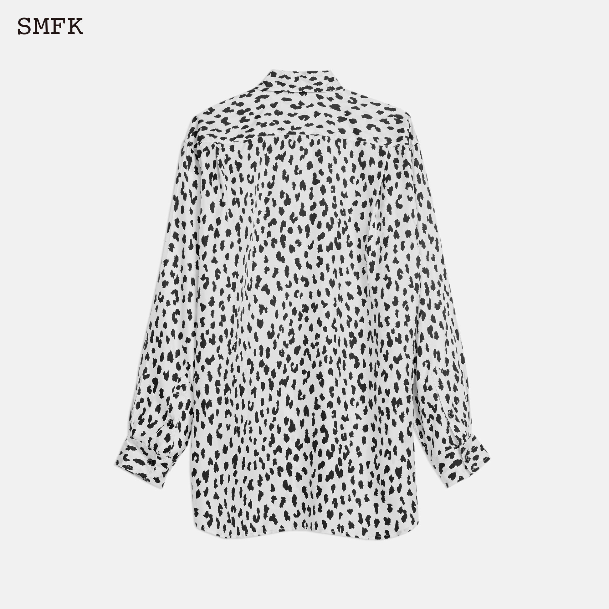 SMFK Leopard Print Classic Silk Shirt White - Fixxshop