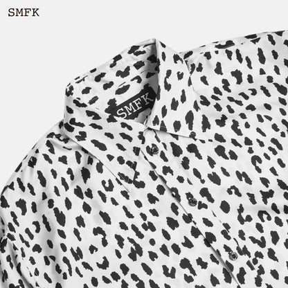 SMFK Leopard Print Classic Silk Shirt White - Fixxshop