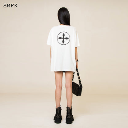 SMFK Compass Cross Vintage Oversize Tee in White