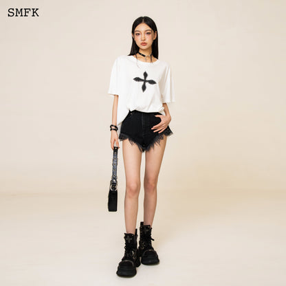 SMFK Compass Cross Vintage Oversize Tee in White