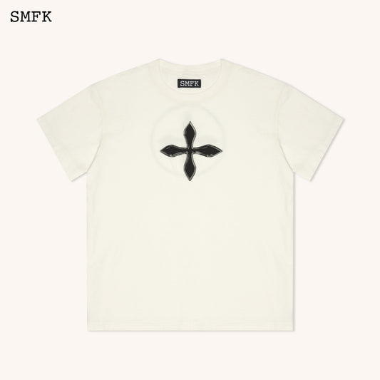 SMFK Compass Cross Vintage Oversize Tee in White