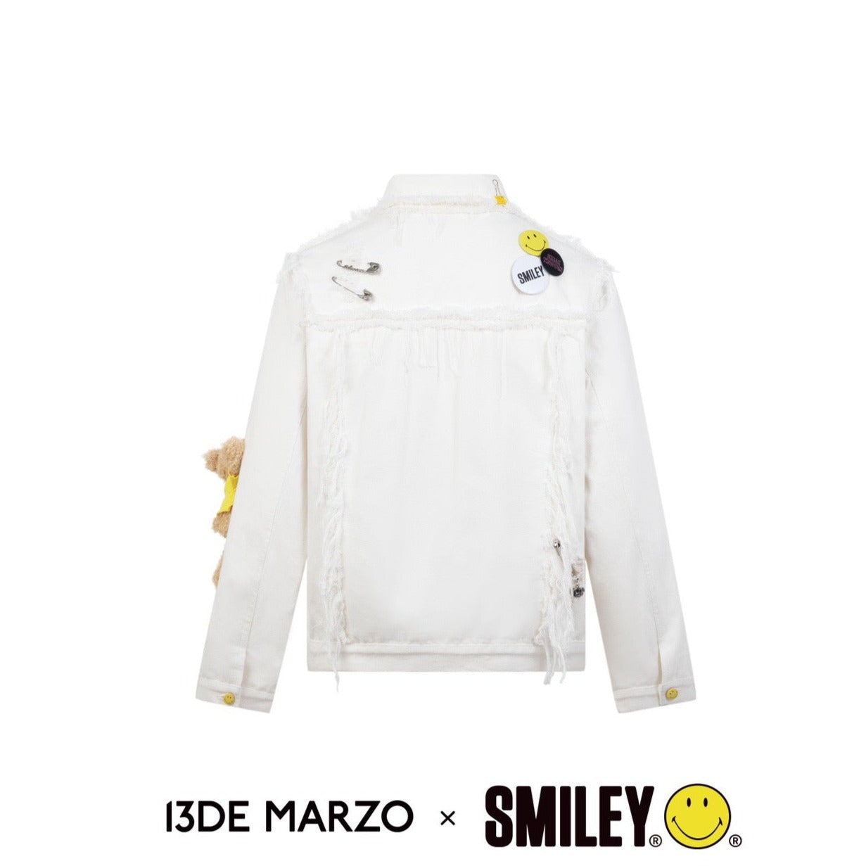 13De Marzo x Smiley Broken Suture Denim Jacket White