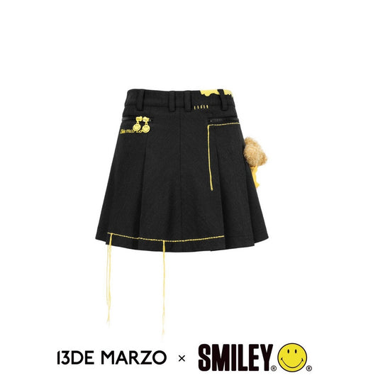 13De Marzo x Smiley Broken Suture Skirt Black