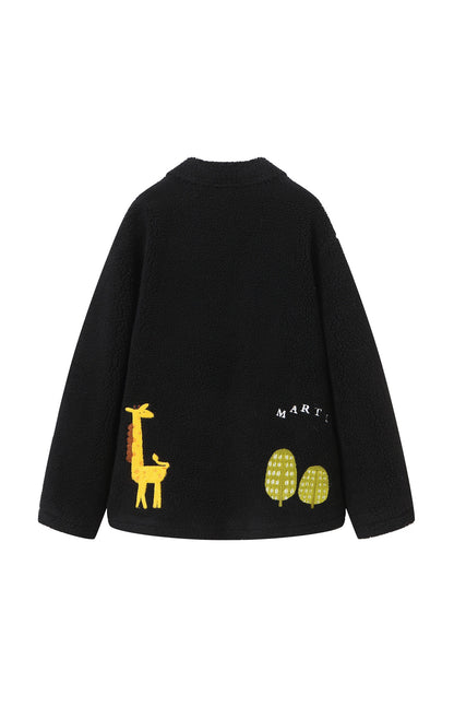 Andrea Martin Starry Giraffe Fleece Jacket Black