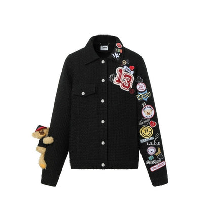 13DE MARZO Bear Badges Jacket Jet Black