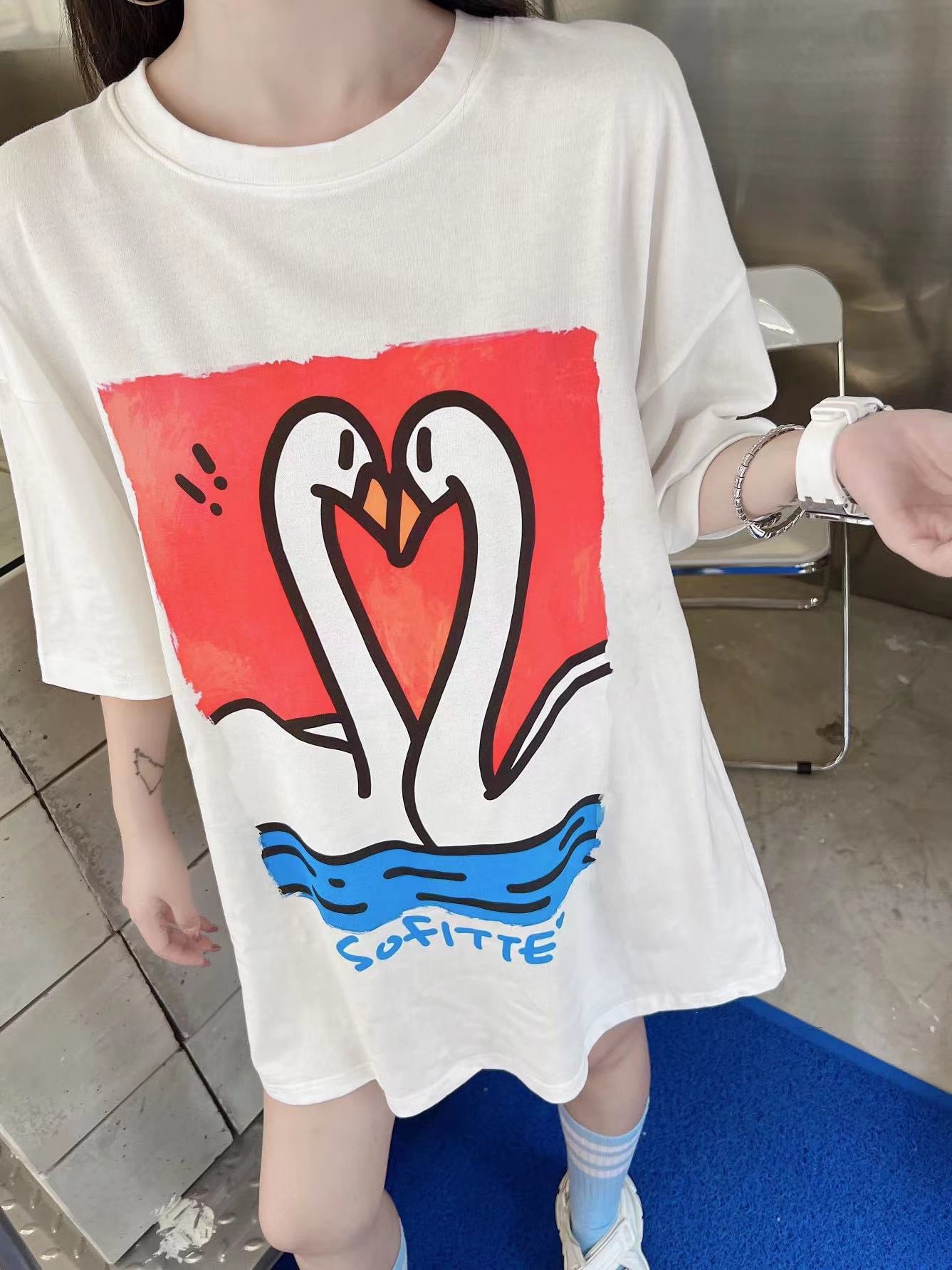 Sofitte "Need to Love" Swan Cartoon Tee - Fixxshop