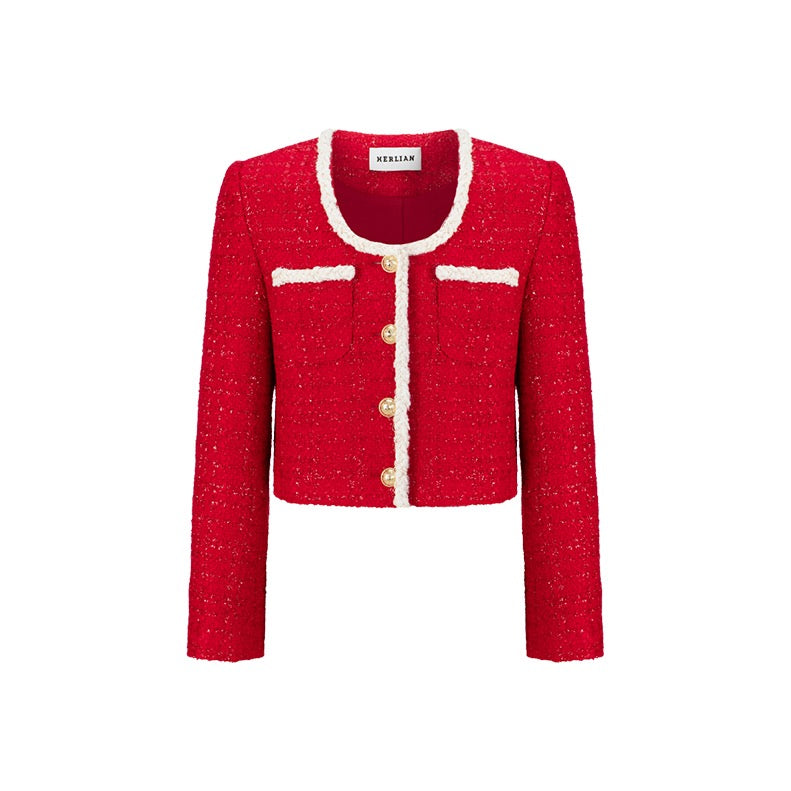 Herlian Wool Duffel Tweed Jacket Red