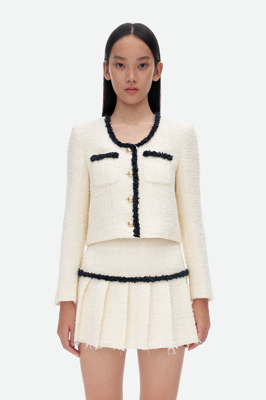 Herlian Wool Duffel Tweed Skirt White