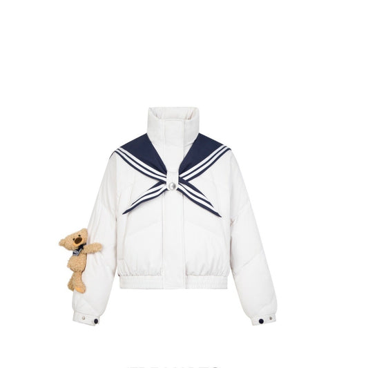 13DE MARZO Bear Sailor Collar Down Jacket Vanilla Ice - Fixxshop