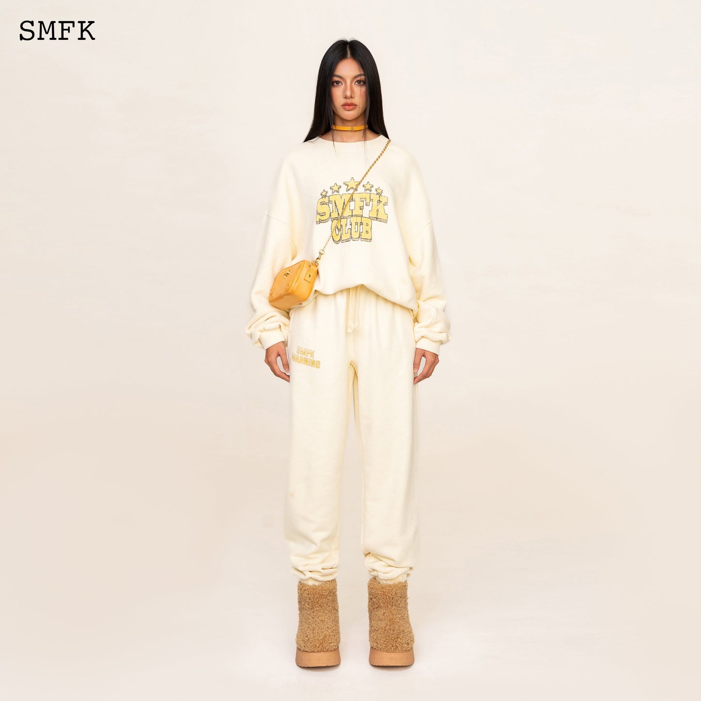 SMFK Compass Vintage College Jogging Pants In Cream