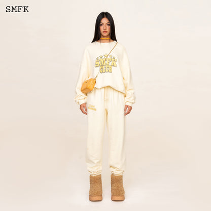 SMFK Compass Vintage College Jogging Pants In Cream