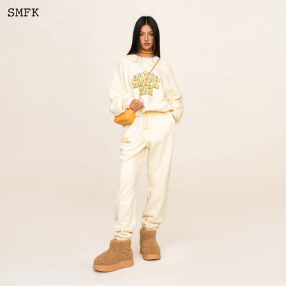 SMFK Compass Vintage College Jogging Pants In Cream