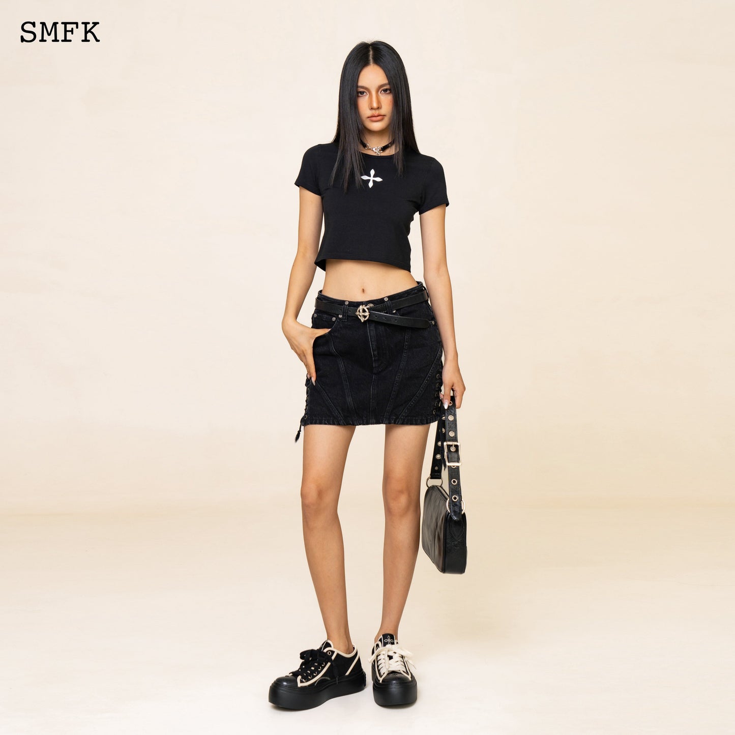 SMFK WildWorld Rock High-Waist Denim Skirt