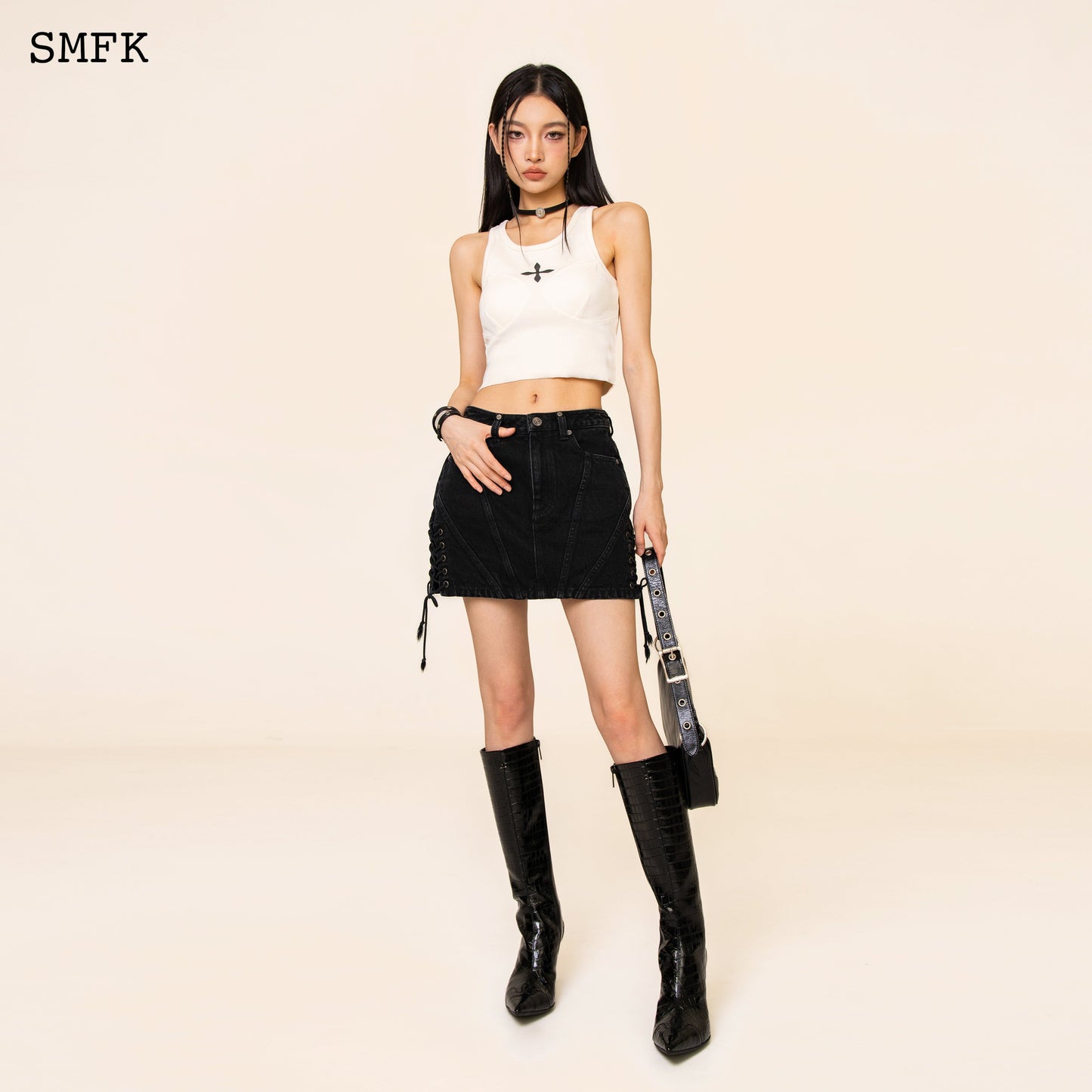 SMFK WildWorld Rock High-Waist Denim Skirt