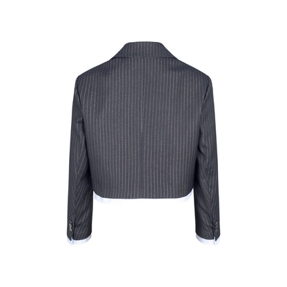 THREE QUARTERS Silver Striped Copped Blazer and Trousers