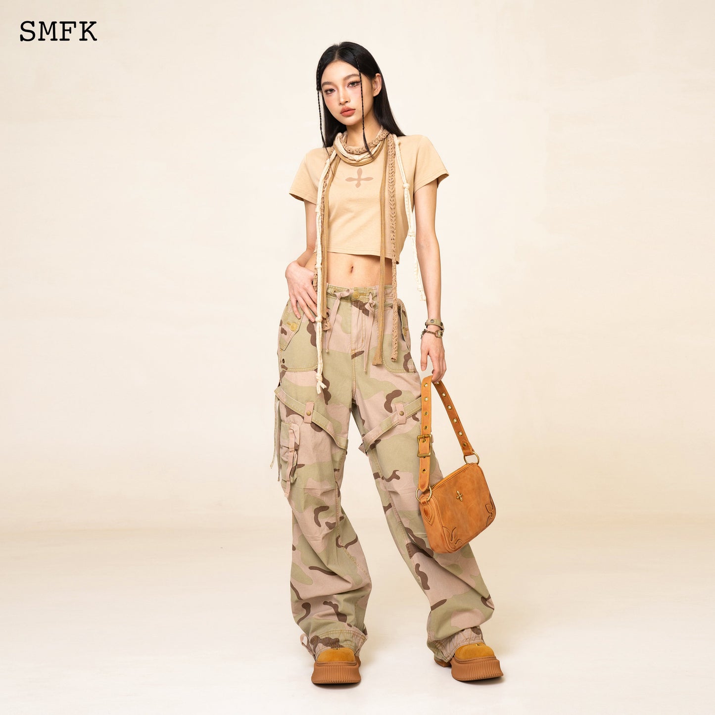 SMFK Compass Cross Slim-Fit Tee In Wheat