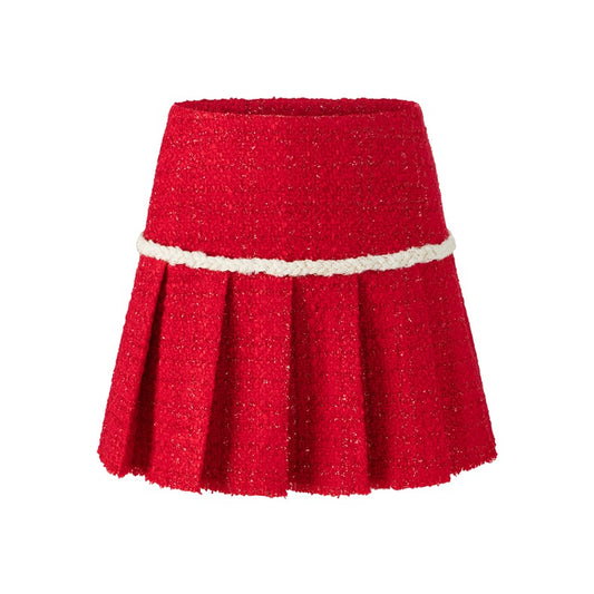 Herlian Wool Duffel Tweed Skirt Red