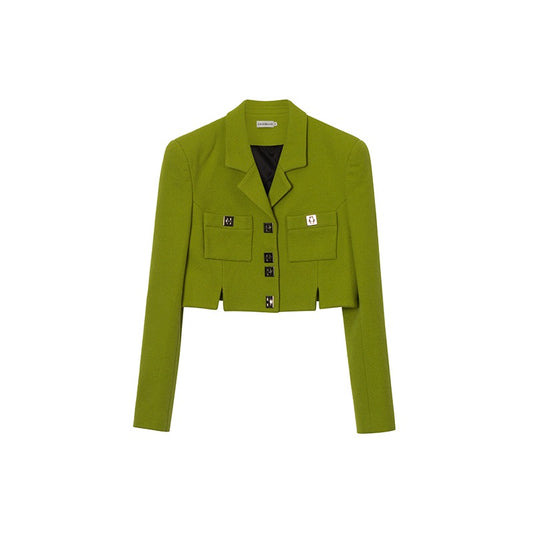 CALVIN LUO Green Tweed Twist-Lock Short Suit - Fixxshop
