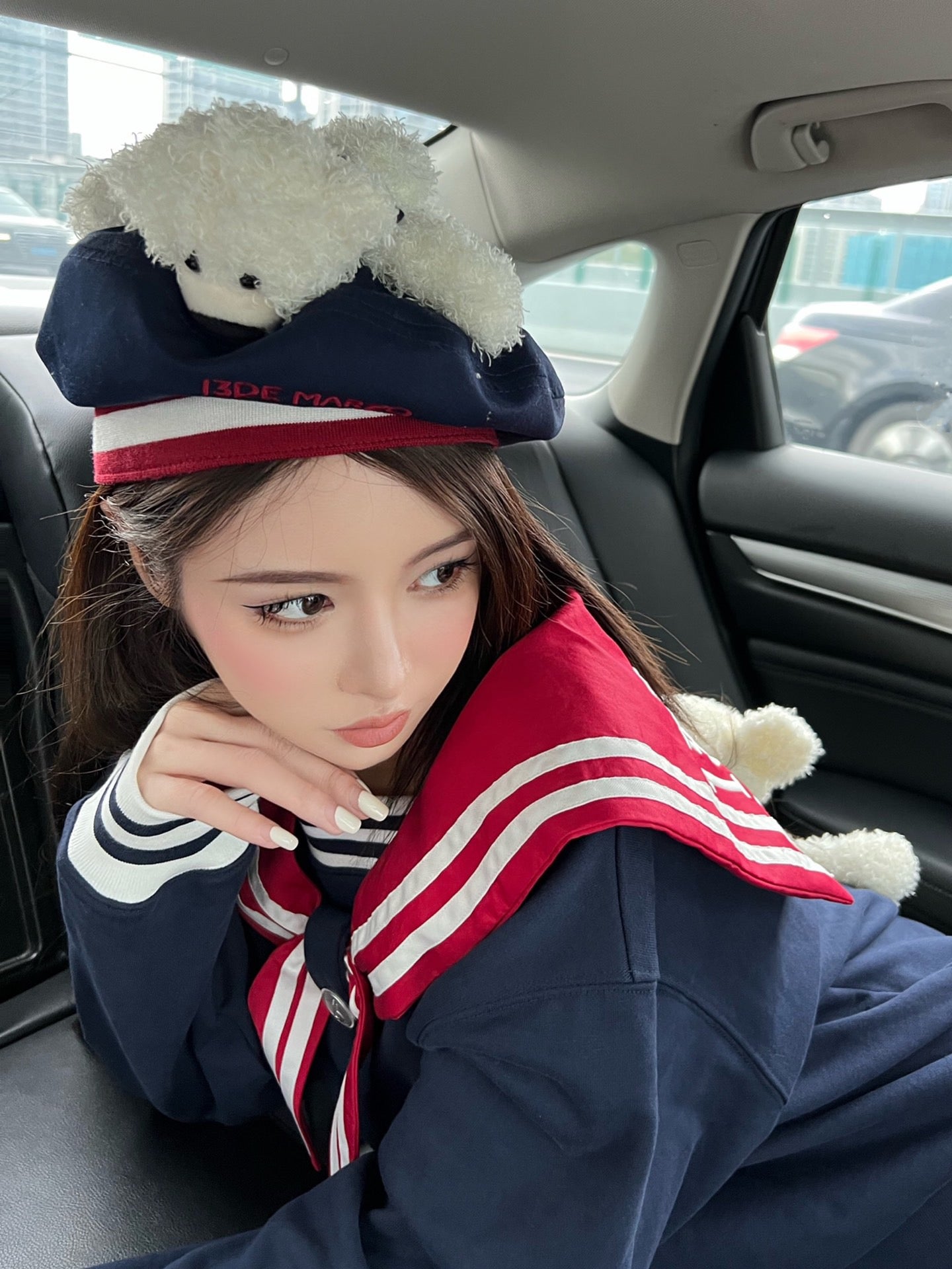 13DE MARZO Bear Sailor Beret Estate Blue