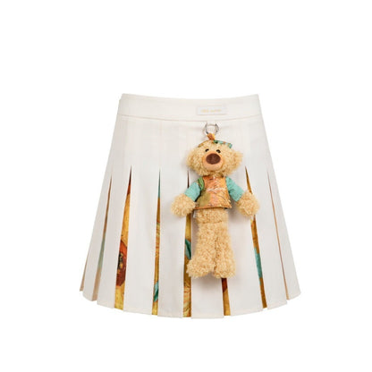 13DE MARZO Van Gogh Masterpiece Pleated Skirt Whisper White