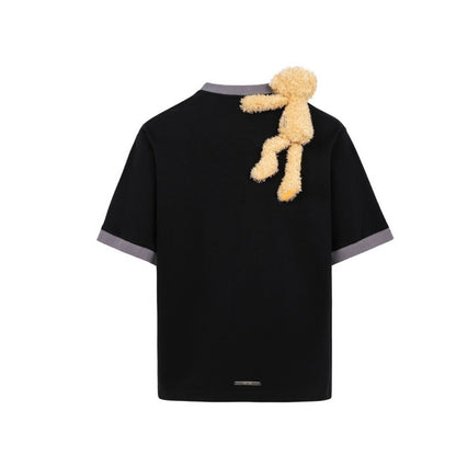 13DE MARZO Round Neck Knit Logo T-shirt Black Beauty