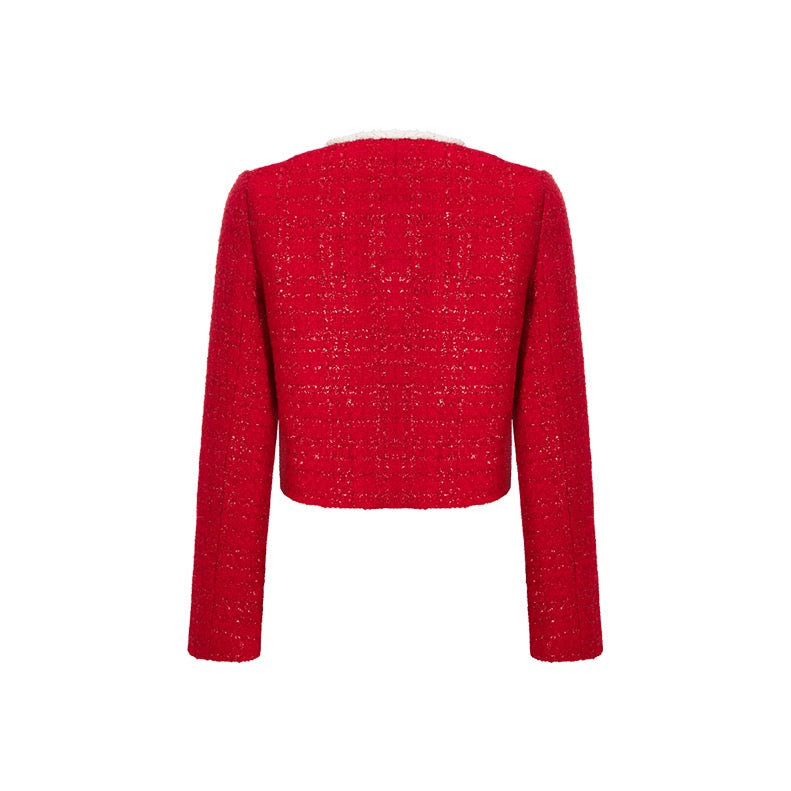 Herlian Wool Duffel Tweed Jacket Red