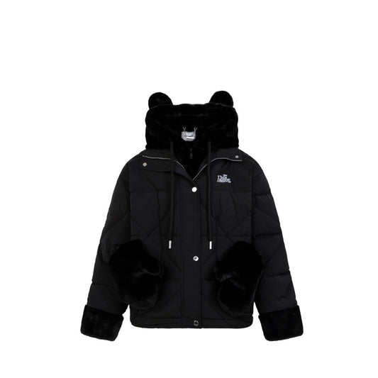 13DE MARZO Bear Detachable Pocket Down Jacket Black
