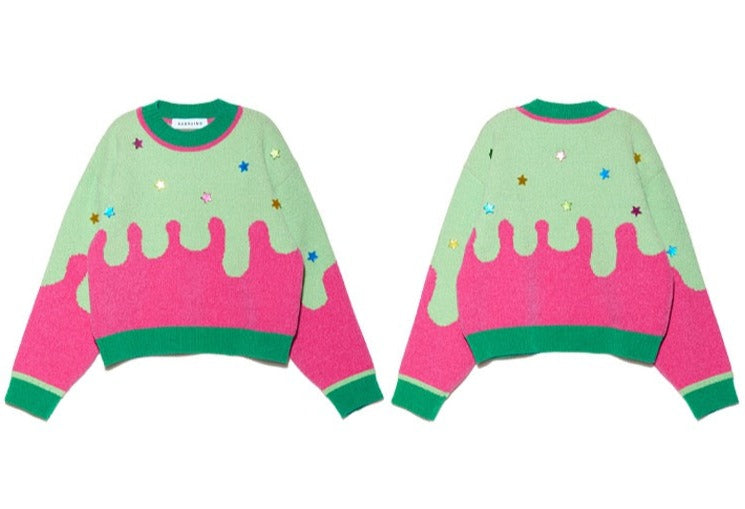 AUBRUINO Colorful Star Short Sweater