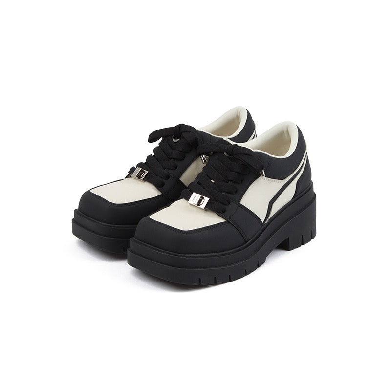 Calvin Luo Black Square Toe Platform Sneakers