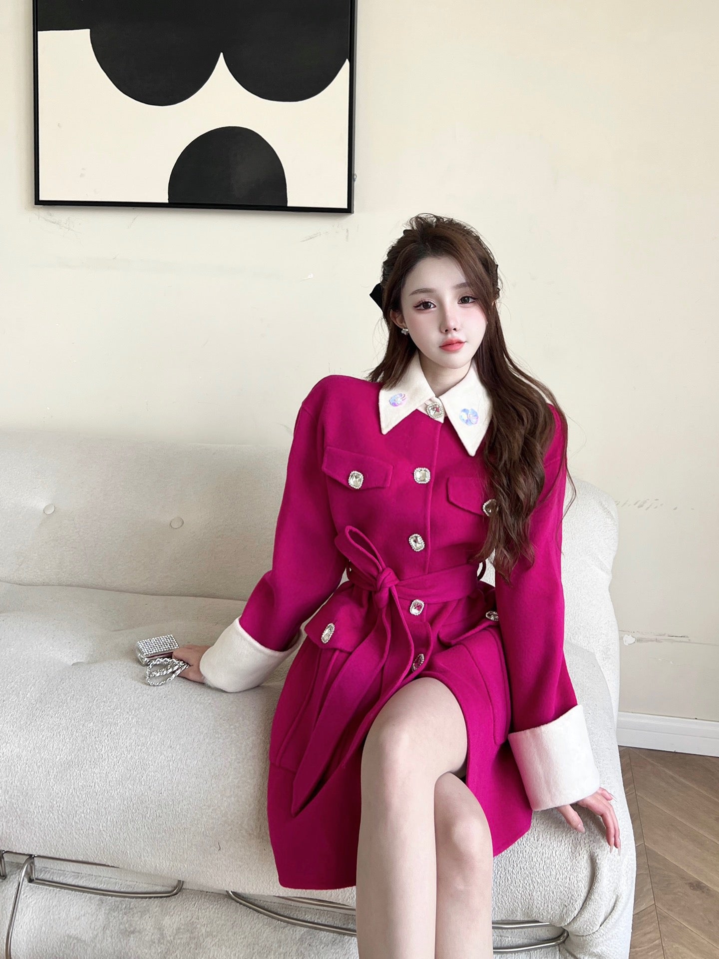 Aimme Sparrow Rose Red Colorblock Coat