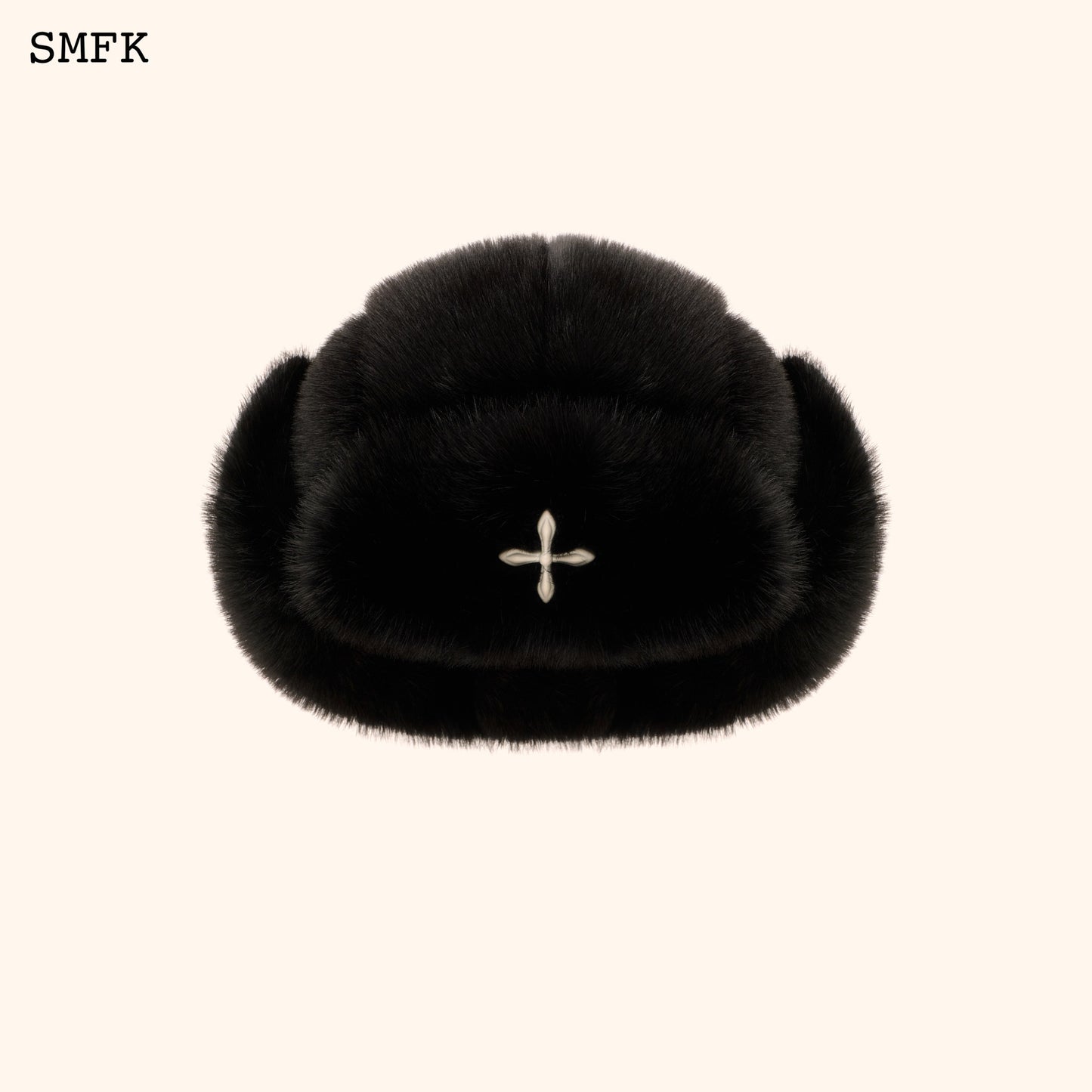 SMFK Compass Cross Winter Fur Hat In Black