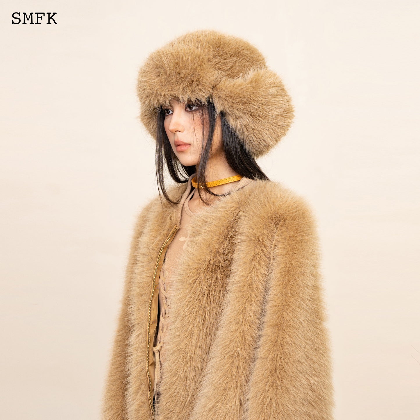 SMFK Compass Cross Winter Fur Hat In Wheat