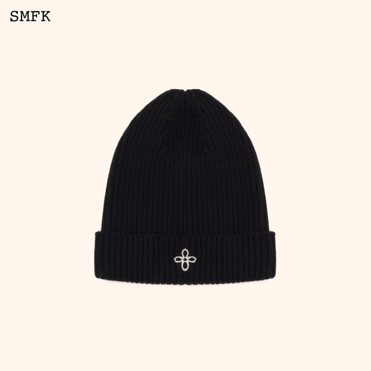 SMFK Compass Cross Cotton Beanie Hat In Black