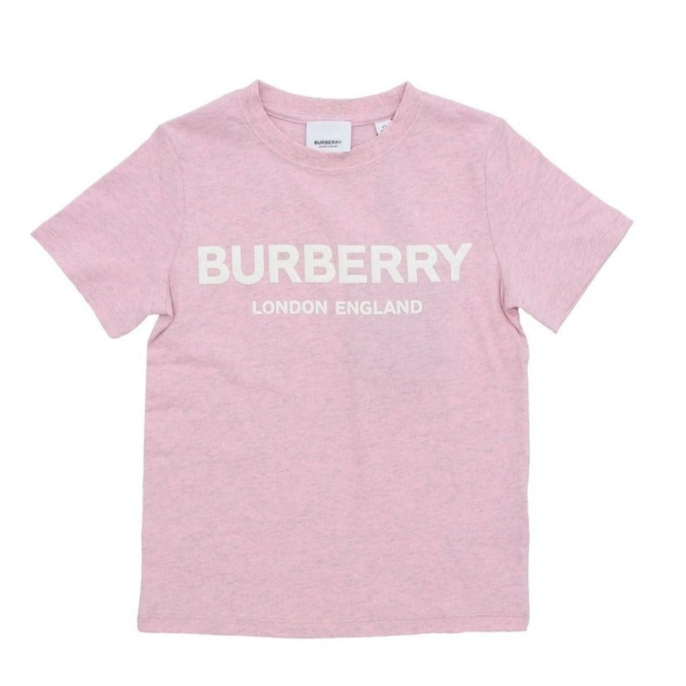 Burberry Kids Logo Print Cotton T-shirt Pink