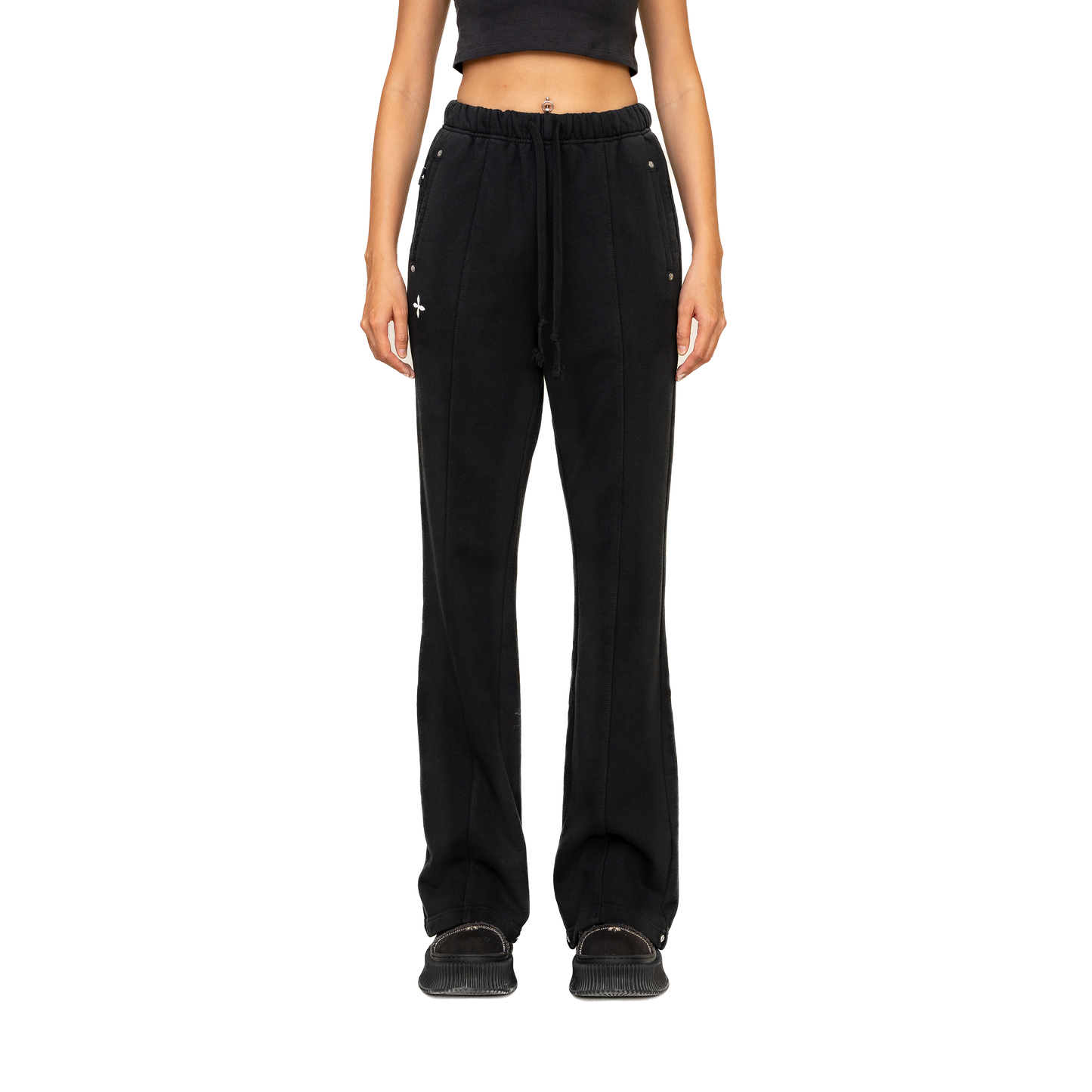 SMFK Compass Classic Cross Flared Sweatpants In Black