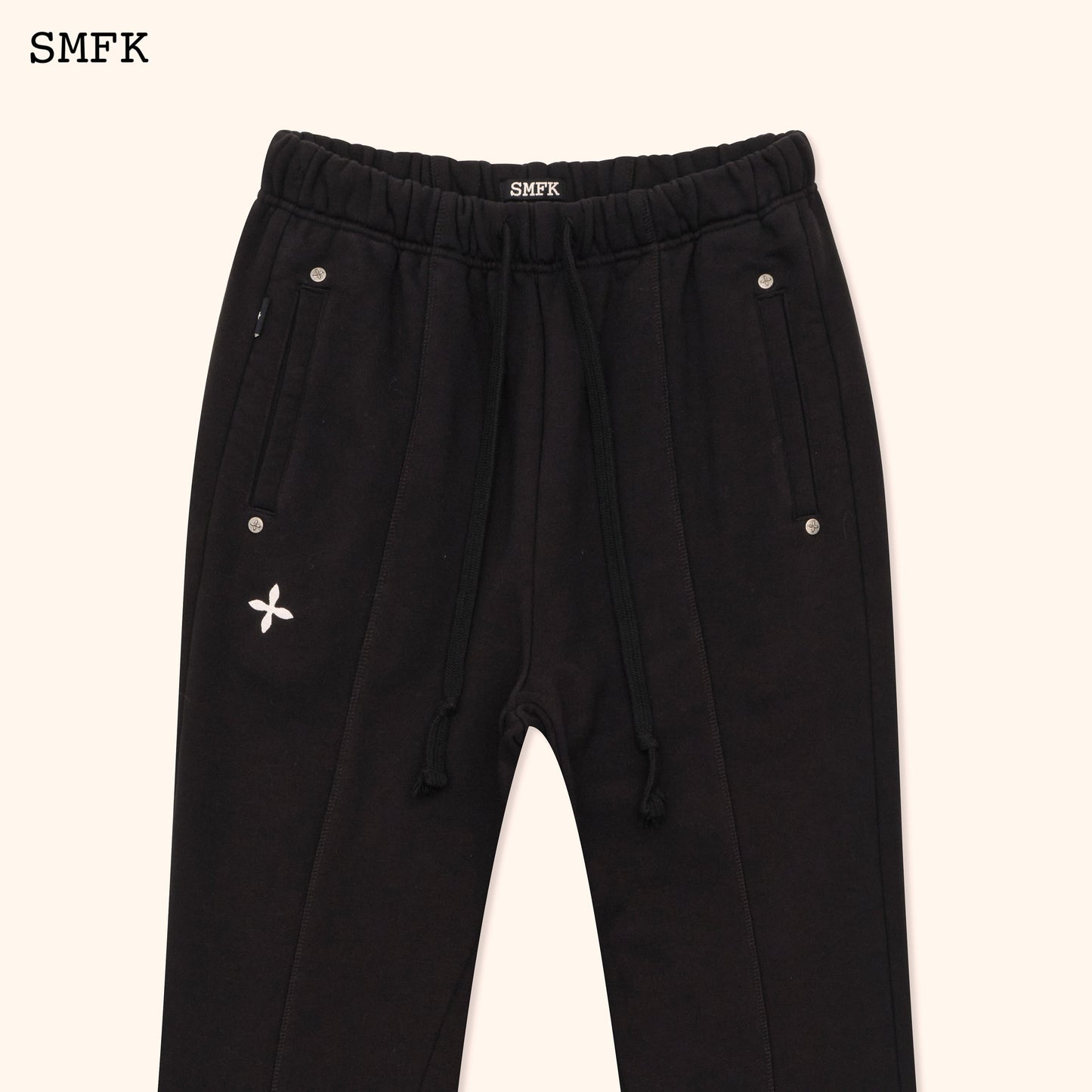 SMFK Compass Classic Cross Flared Sweatpants In Black