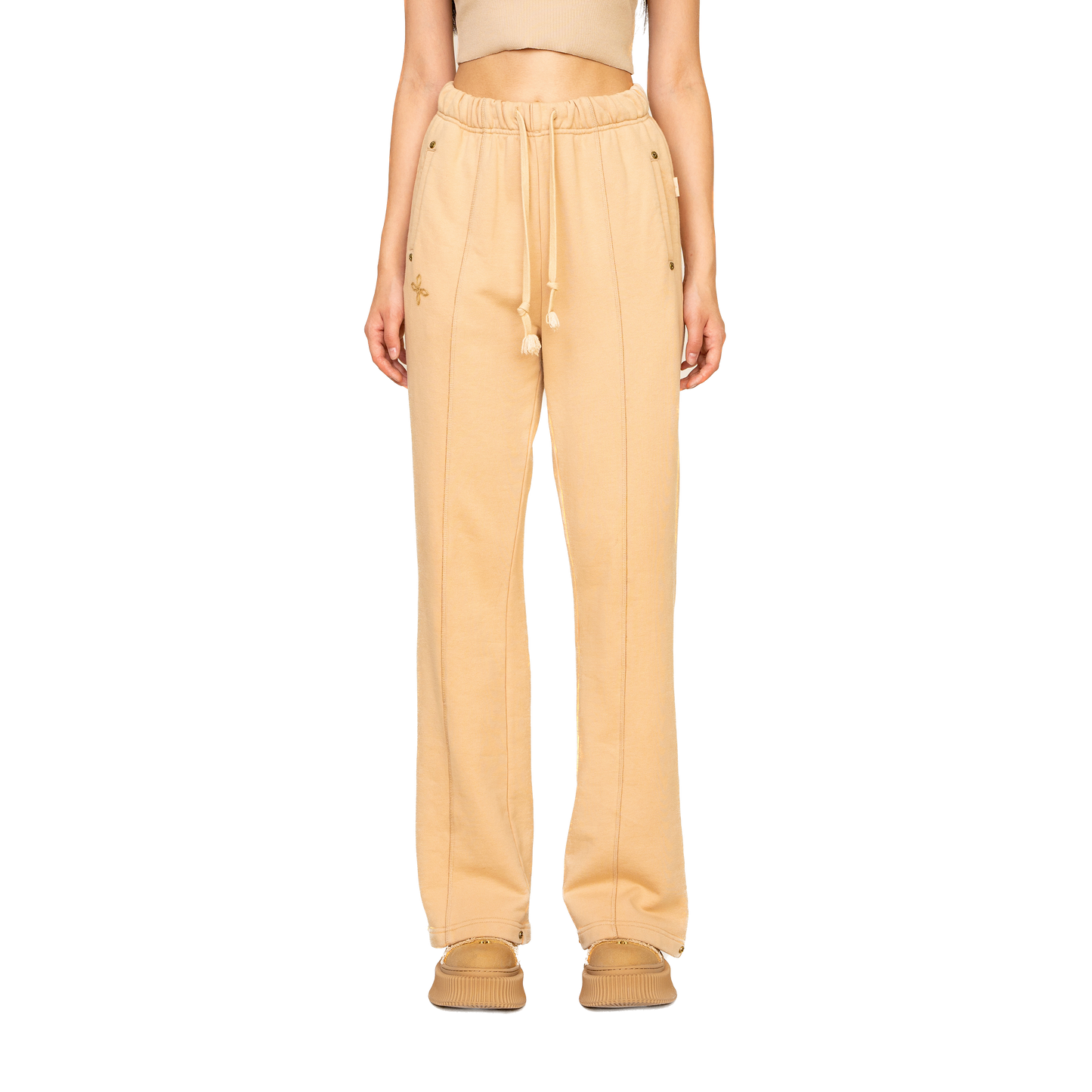 SMFK Compass Classic Cross Flared Sweatpants In Wheat