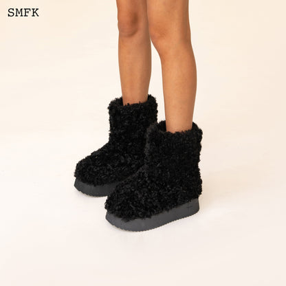 SMFK Compass Woolly Black Fluffy Boots