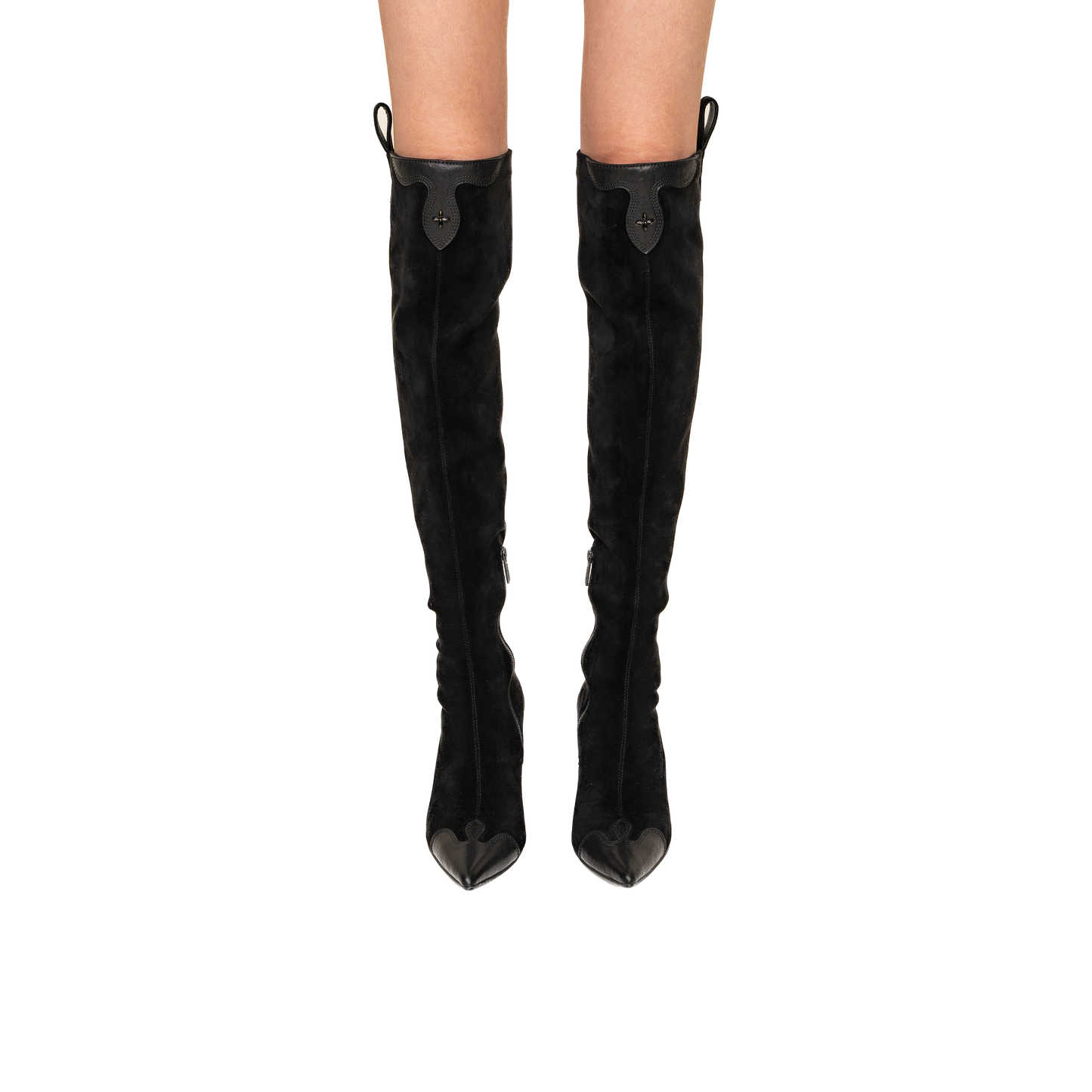 SMFK Compass Cross Black Velvet Over-The-Knee Boots