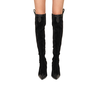 SMFK Compass Cross Black Velvet Over-The-Knee Boots