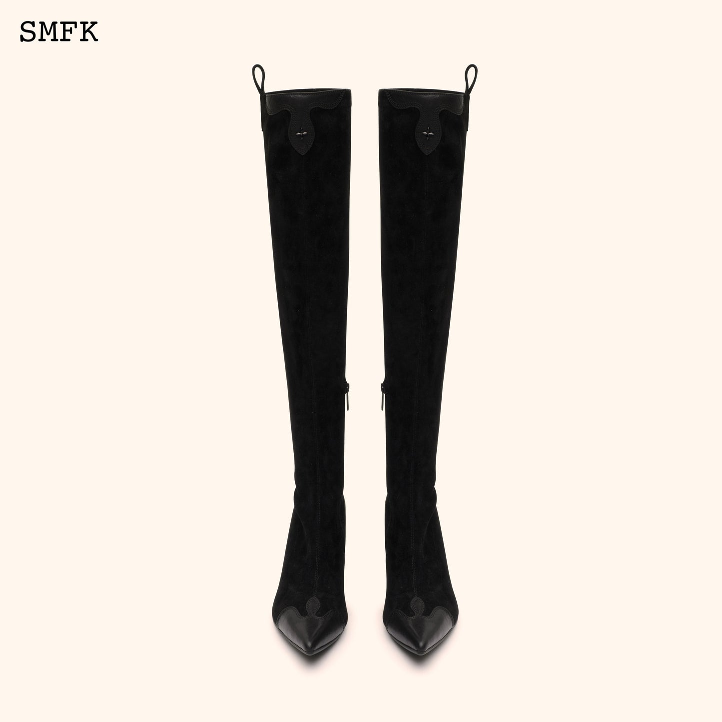 SMFK Compass Cross Black Velvet Over-The-Knee Boots