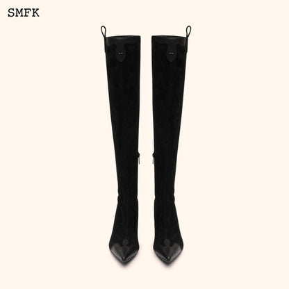 SMFK Compass Cross Black Velvet Over-The-Knee Boots