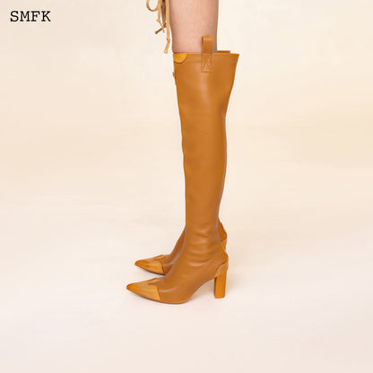SMFK Compass Cross Wheat Leather Over-The-Knee Boots