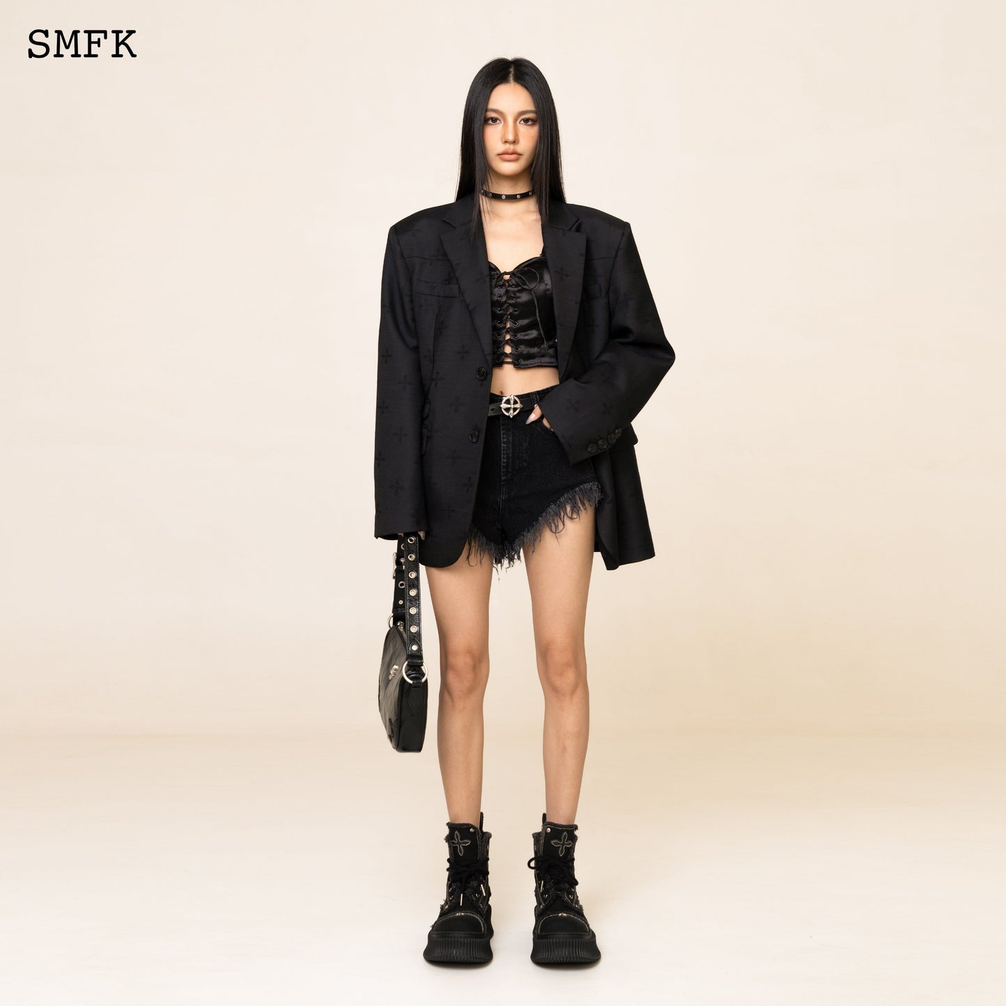 SMFK Garden Black Woolen Oversize Suit