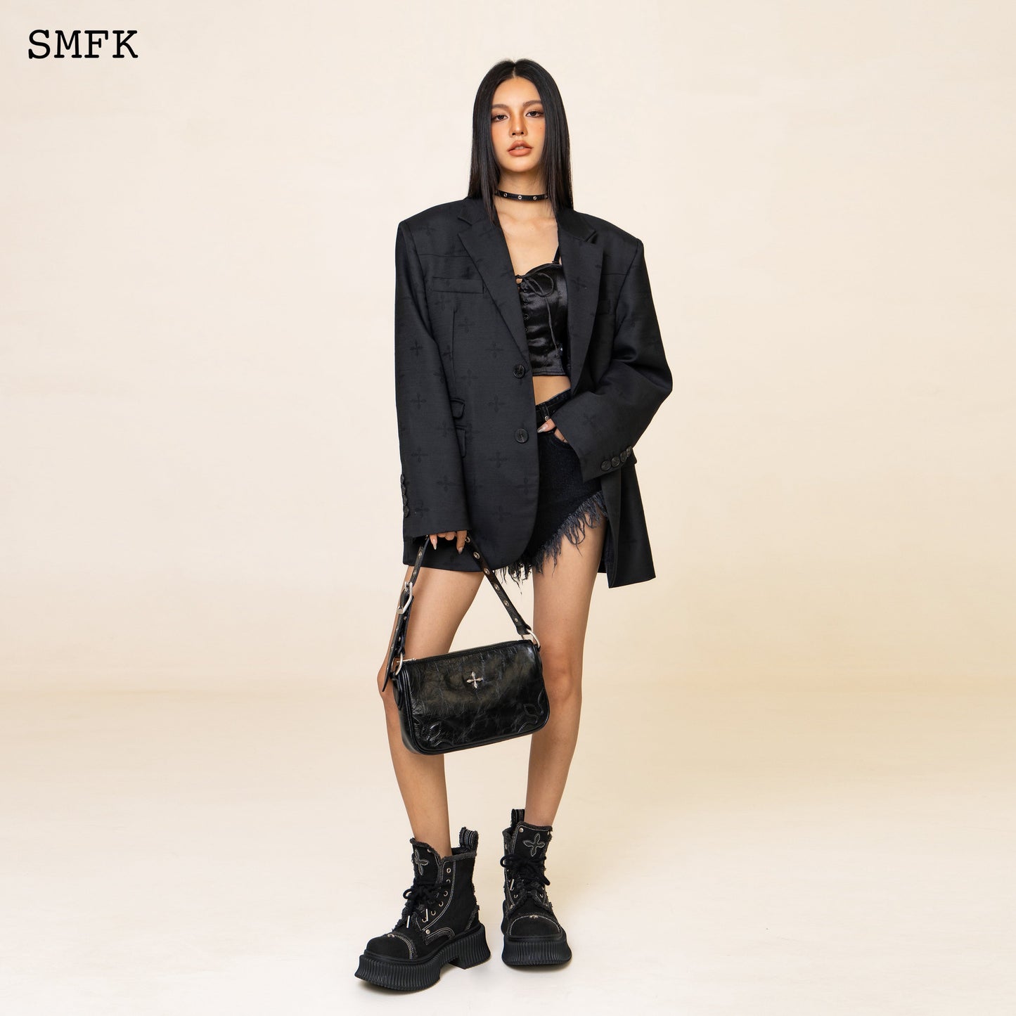 SMFK Garden Black Woolen Oversize Suit