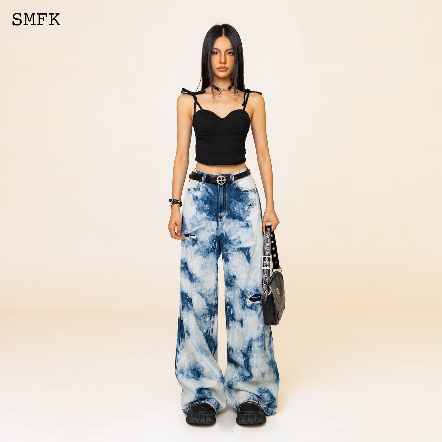 SMFK WildWorld Camouflage Loose Jeans Ocean Blue