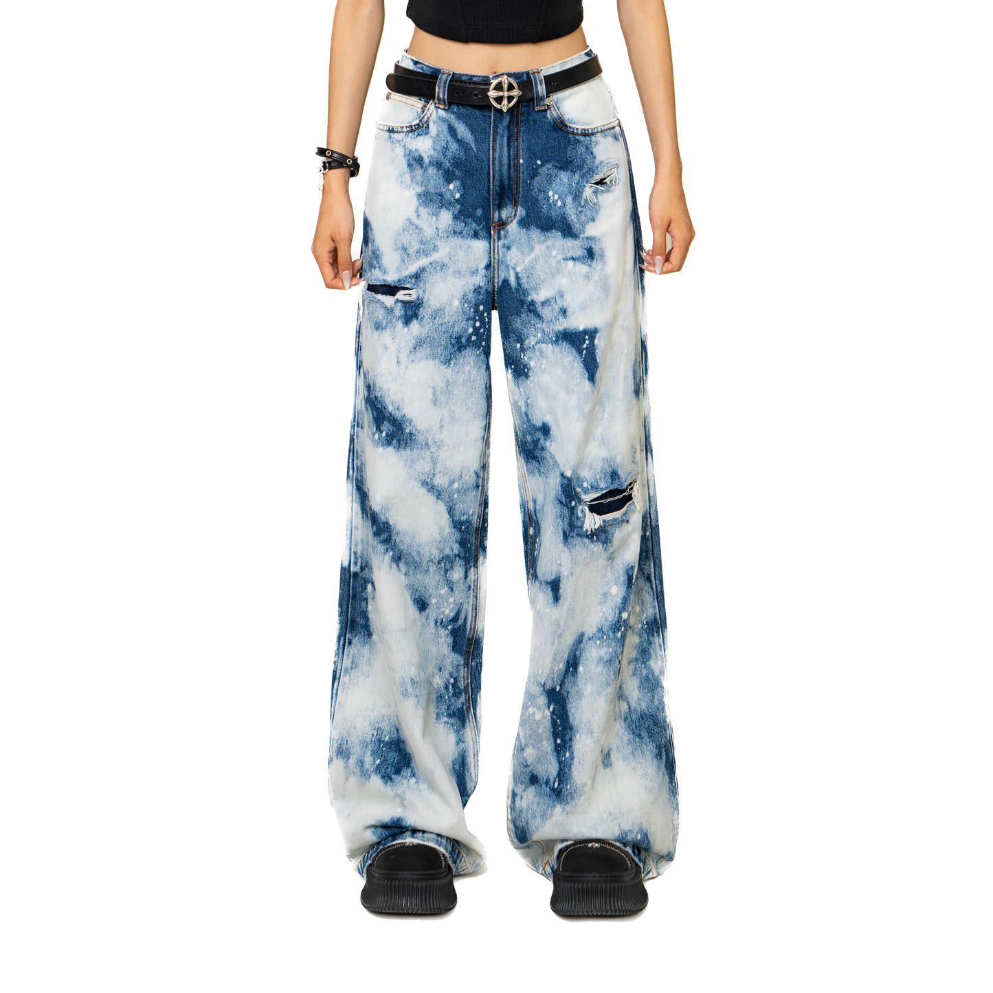 SMFK WildWorld Camouflage Loose Jeans Ocean Blue