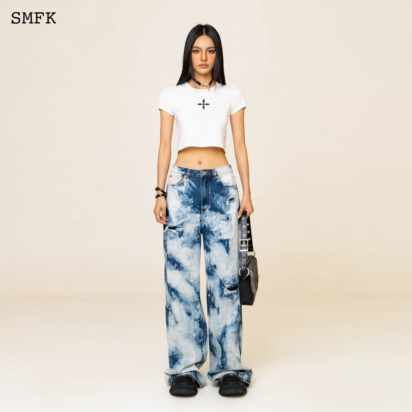 SMFK WildWorld Camouflage Loose Jeans Ocean Blue