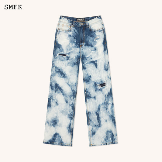 SMFK WildWorld Camouflage Loose Jeans Ocean Blue
